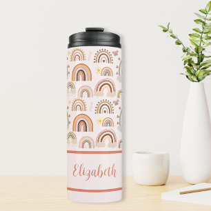 Personalised Boho Rainbow Kids Thermal Tumbler