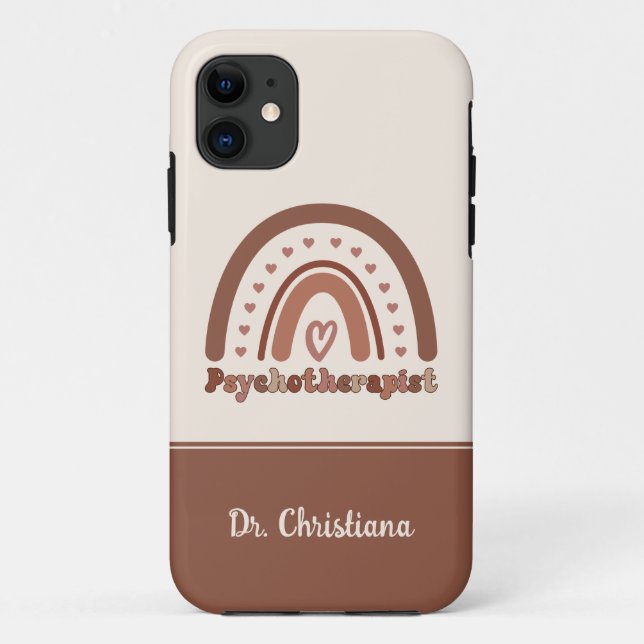Personalised Boho Rainbow Psychotherapist  Case-Mate iPhone Case (Back)