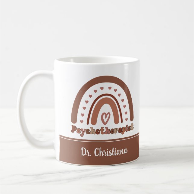 Personalised Boho Rainbow Psychotherapist  Coffee Mug (Left)