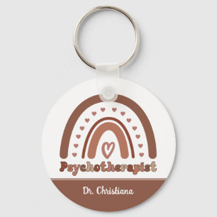 Personalised Boho Rainbow Psychotherapist Key Ring