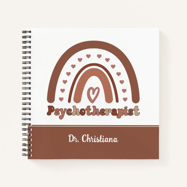 Personalised Boho Rainbow Psychotherapist  Notebook (Front)
