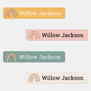 Personalised Boho Rainbow School Name Labels