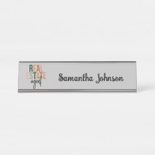 Personalised Boho Real Estate Agent Gift  Desk Name Plate
