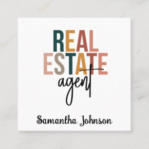 Personalised Boho Real Estate Agent Gift Square Business Card