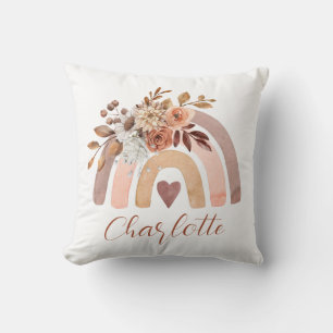 Personalised Boho Rust Terracotta Rainbow Cushion
