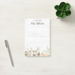 Personalised Boho Rustic Wildlife Teacher Post-it Notes