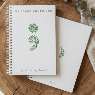 Personalised Boho Sage Green Semicolon Journal 