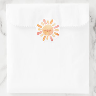 Personalised Boho Sun And Rays Classic Round Sticker