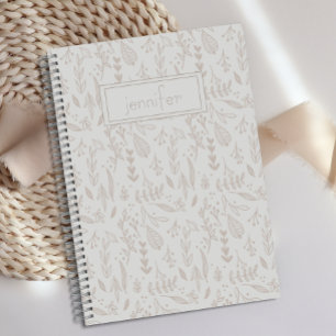 Personalised Boho Taupe Fun Cute Leaf Journal 