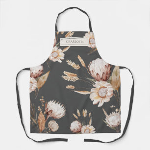 Personalised Boho Terracotta Cream Flowers Apron