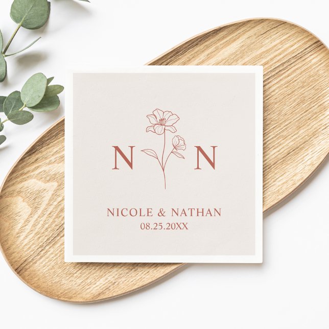 Personalised Boho Terracotta Rust | Monograms Napk Napkin (Creator Uploaded)