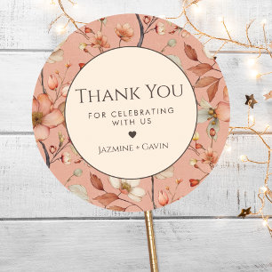 Personalised Boho Terracotta Wildflower Thank You Classic Round Sticker