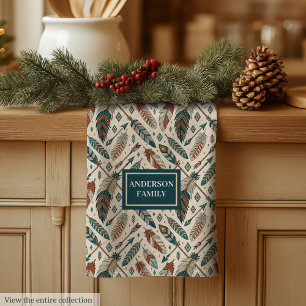 Personalised Boho Towel Ethnic Feathers & Arrows