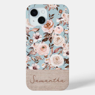 Personalised Boho Watercolor Floral iPhone 15 Case