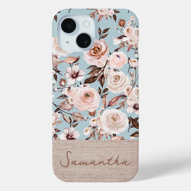 Personalised Boho Watercolor Floral Case-Mate iPhone Case (Back)