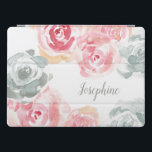 Personalised Boho Watercolor Flower Painting iPad Pro Cover<br><div class="desc">Personalise this tablet cover featuring my boho style watercolor flower blossoms. Roses in greys and soft blush pinks hues. Protect your tablet with a unique and chic design.</div>