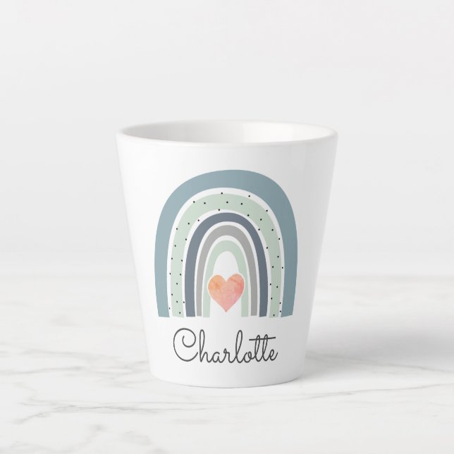 Personalised Boho Watercolor Rainbow Latte Mug (Front)