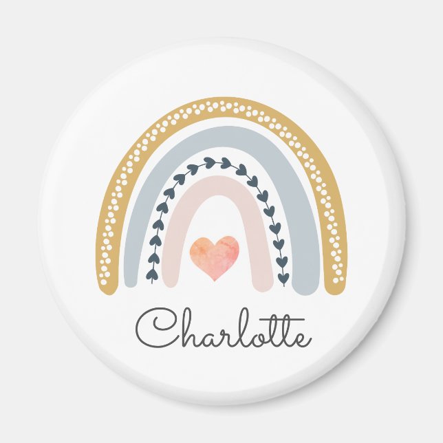 Personalised Boho Watercolor Rainbow Magnet (Front)