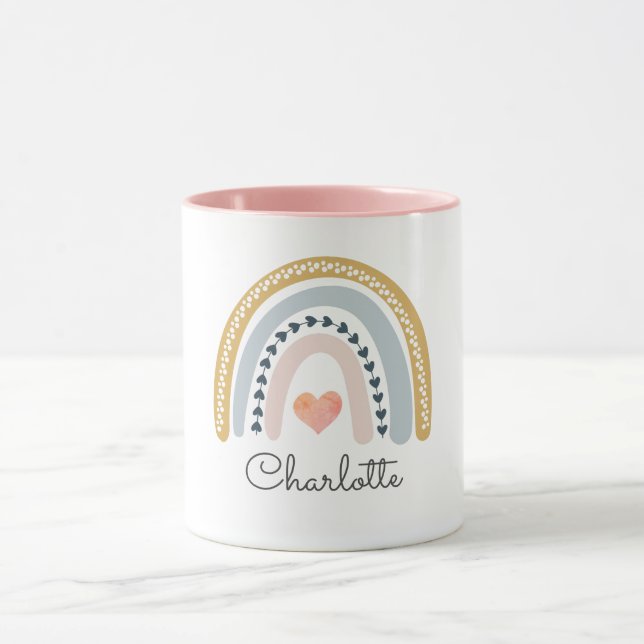 Personalised Boho Watercolor Rainbow Mug (Center)