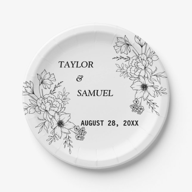 Personalised Boho Wedding Cocktail Paper  Plate (Front)