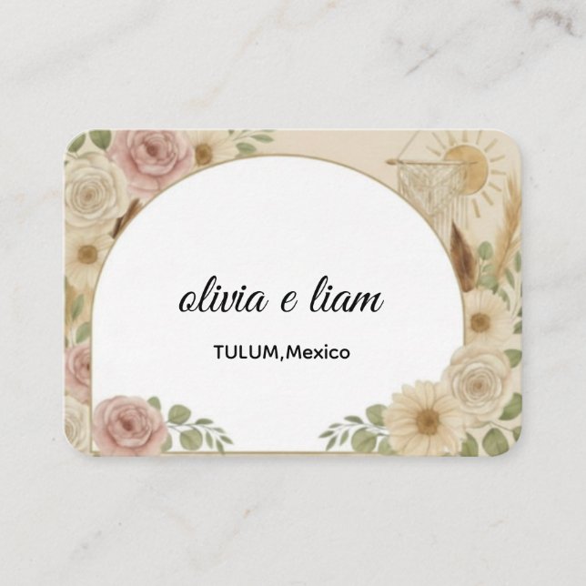 Personalised Boho Wedding Flat Place Cards | Custo (Front)