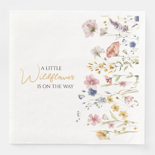 Personalised Boho Wildflower Baby Shower Napkin (Front)