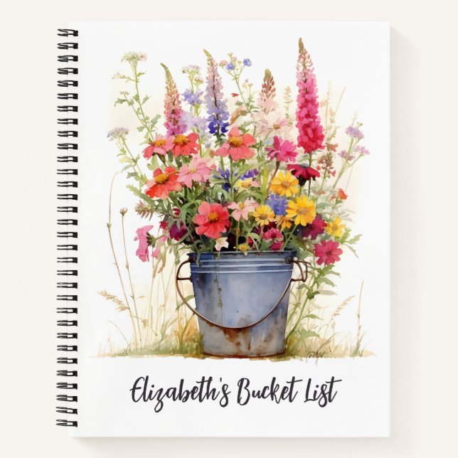 Personalised Boho Wildflower Bucket List Notebook (Front)