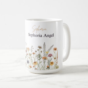 Personalised Boho Wildflower Mug Custom Name Mug