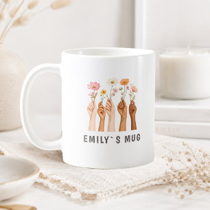 Personalised Boho Wildflower Mug with Name 