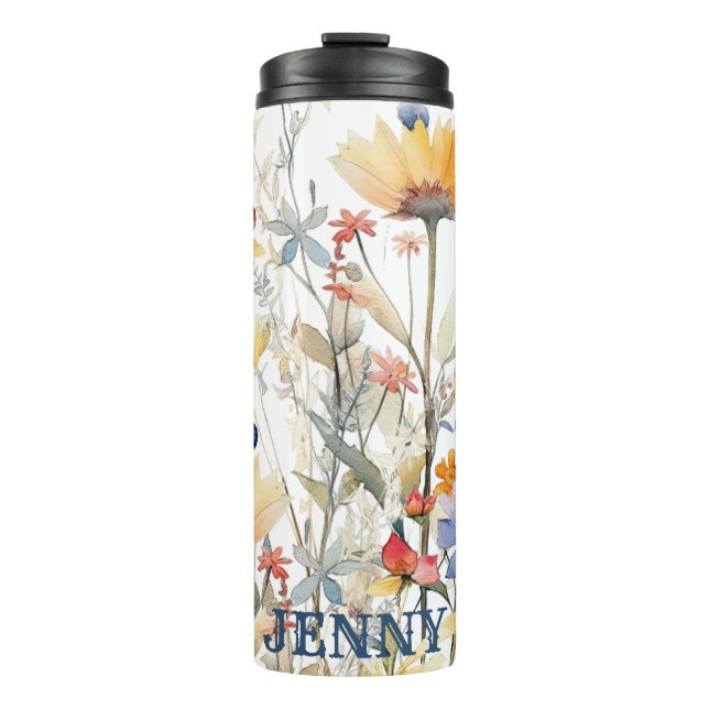 Personalised Boho Wildflowers Thermal Tumbler (Front)