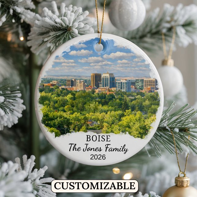 Personalised Boise Ornament, Custom Idaho State Ceramic Tree Decoration (Creator Uploaded)