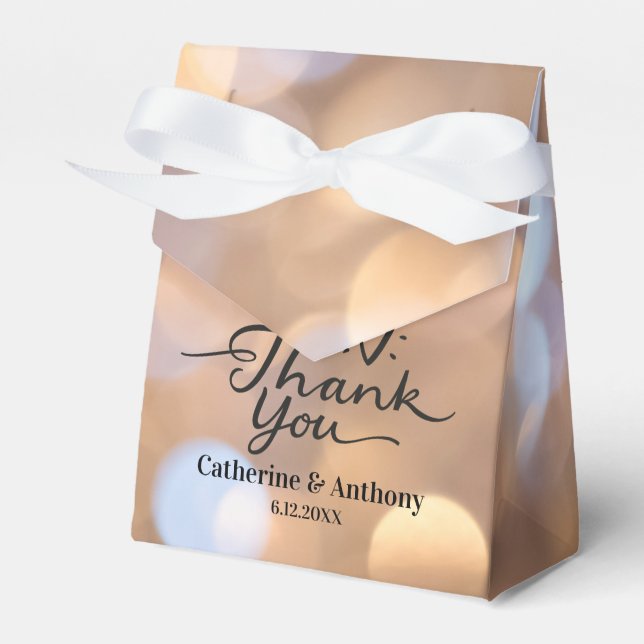 Personalised Bokeh Wedding Thank You Favour Box (Front Side)