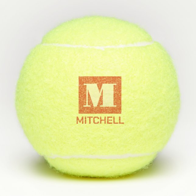 Personalised Bold Initial Clay Court Monogram Name Tennis Balls (Front)