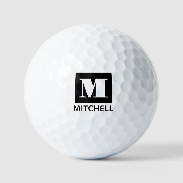 Personalised Bold Initial Letter Monogram Name Golf Balls (Front)