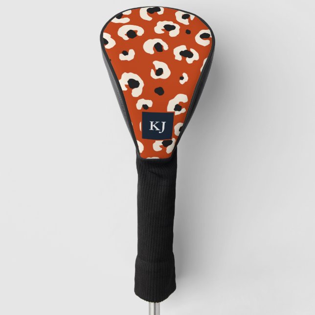 Personalised Bold Leopard Monogrammed Golf Head Cover (Front)