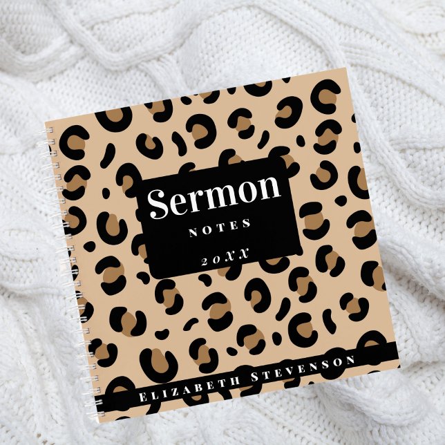 Personalised Bold Leopard Print Sermon Notes  Notebook (Creator Uploaded)