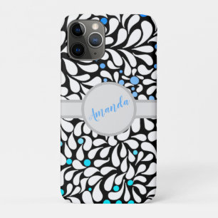 Personalised Bold modern flowers blue teal ombre iPhone 11 Pro Case