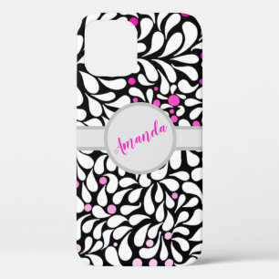 Personalised Bold modern flowers with pink ombre iPhone 12 Case
