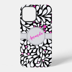 Personalised Bold modern flowers with pink ombre iPhone 12 Case