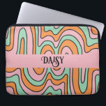 Personalised Bold Retro Abstract Wavy Lines  Laptop Sleeve<br><div class="desc">Boho 70's style abstract pink orange green wavy lines laptop case. A 60's and 70's style vibe.</div>