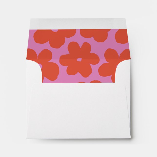 Personalised Bold Retro Pink and Orange Floral Envelope (Back (Bottom))