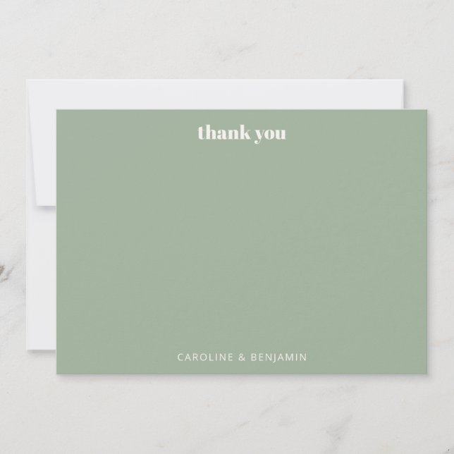 Personalised Bold Sage Green Chic Modern Wedding Thank You Card (Front)