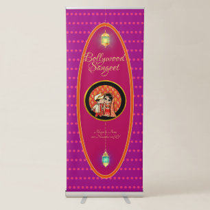 Personalised Bollywood Sangeet Cute Cartoon Couple Retractable Banner