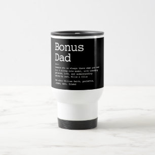 Personalised Bonus Dad Stepdad Definition Black Travel Mug