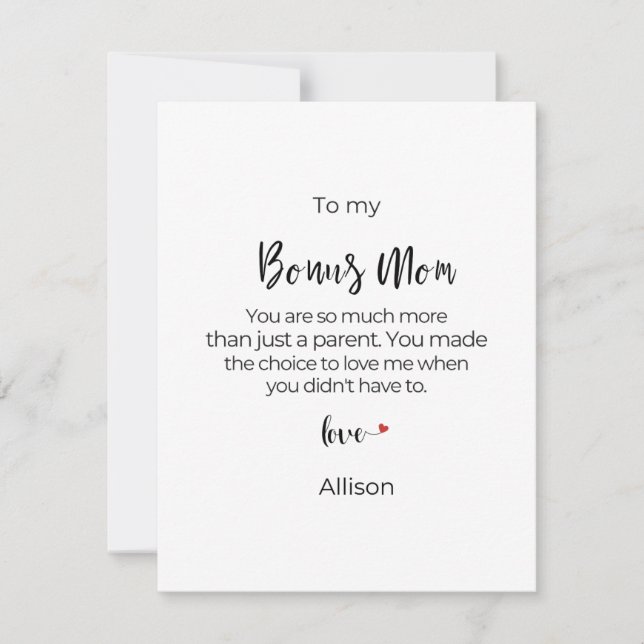 Personalised Bonus Mum Mother's Day  Holiday Card (Front)