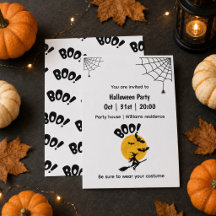 Personalised Boo Witch, Bats & Full Moon Halloween
