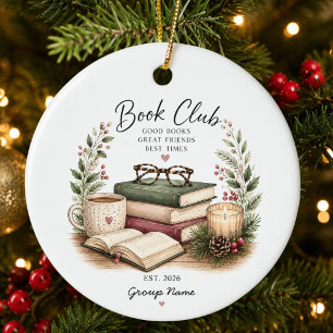 Personalised Book Club Christmas Gift Ceramic Tree Decoration