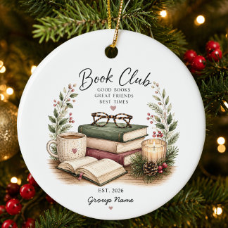 Personalised Book Club Christmas Gift Ceramic Tree Decoration