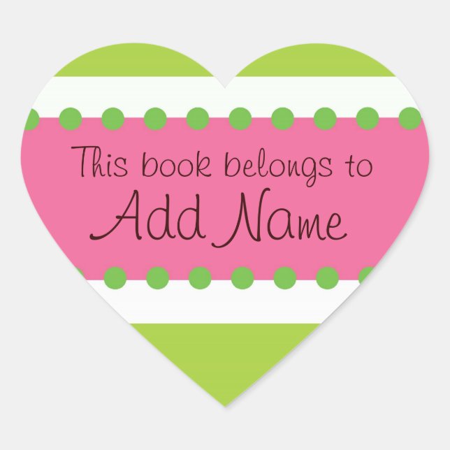 Personalised Book Lable Heart Sticker (Front)