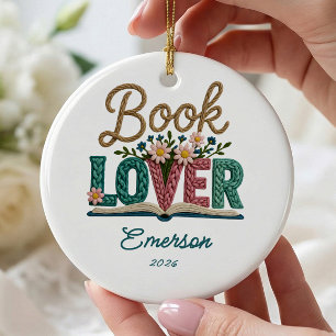 Personalised Book Lover Christmas Ornament